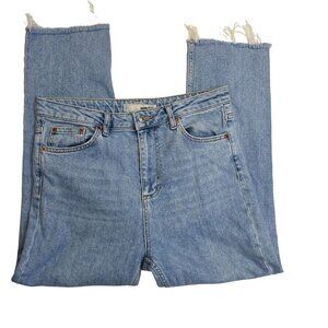 Topshop Moto Jeans High Waisted Distressed Hem Ladies Size W32 L30